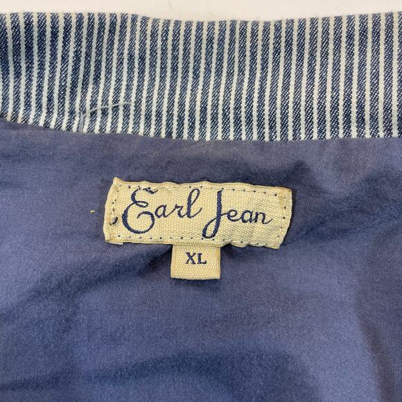 Vintage Y2K Earl Jean Pinstripe Blazer Jacket Women's XL Distressed Blue - Picture 4 of 10